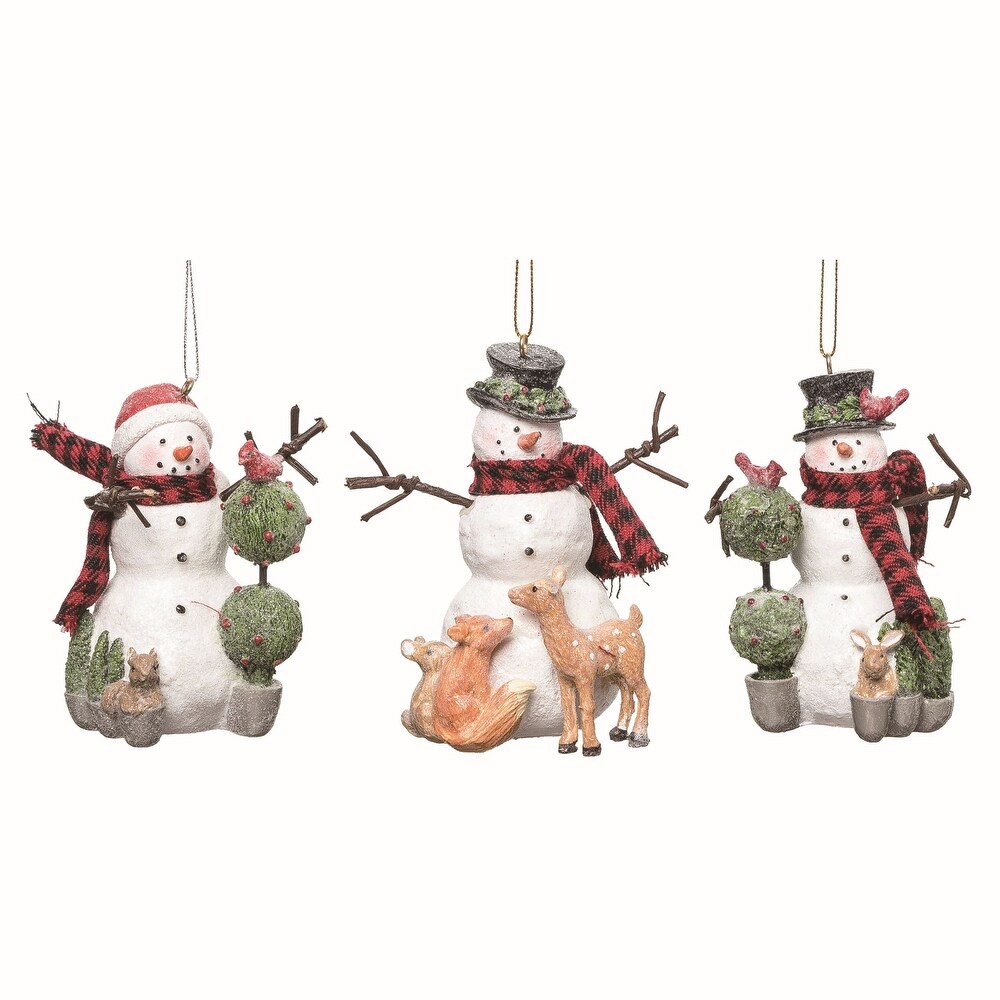 Transpac Dancing Santa and Snowmen Rosy Red 11 x 7 Resin Stone Christmas Figurine 